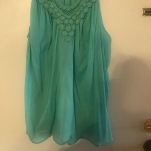 Teal crocheted strap tank top